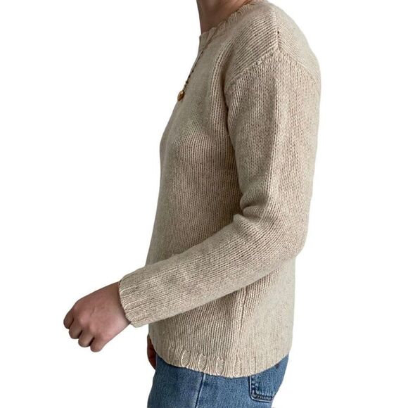 Vintage J. Crew Womens Cream 100% Wool Preppy Crewneck Sweater Sz S - Picture 7 of 8